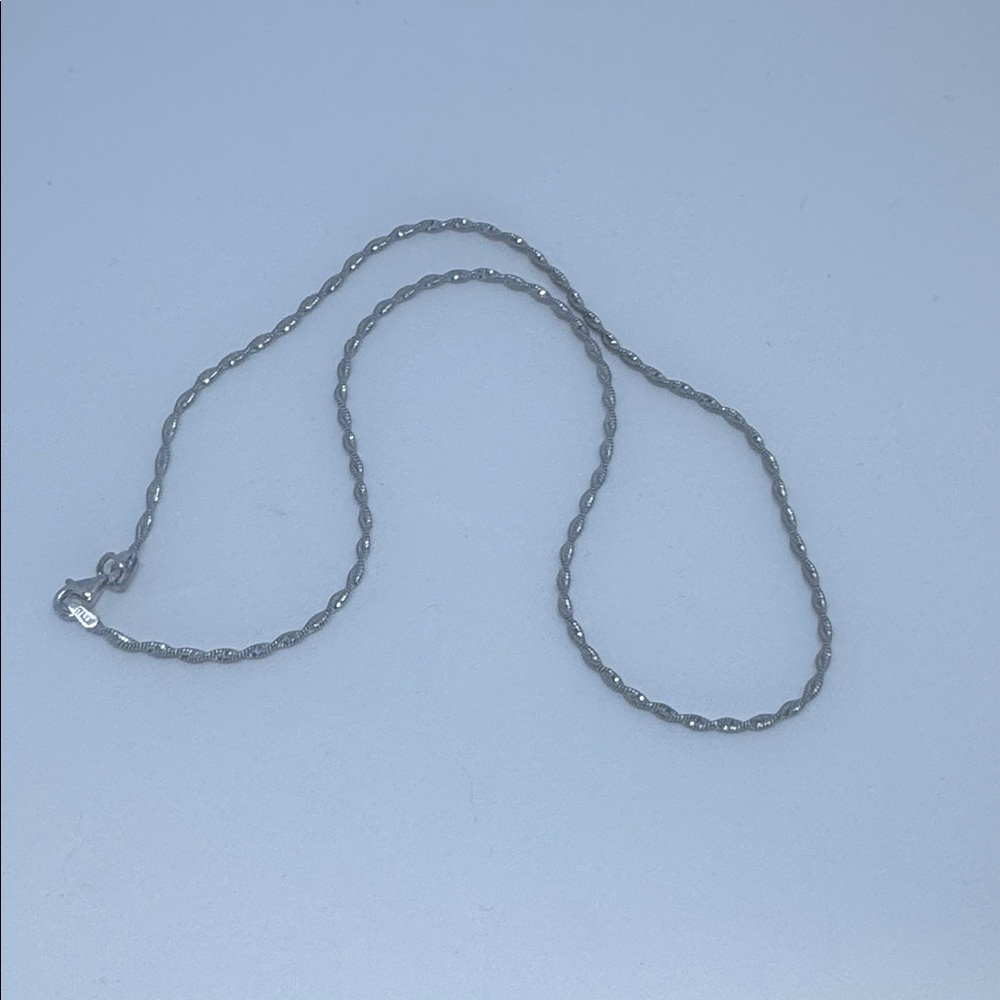 16” .925 Silver with Rhodium Finish Singapore Link Chain
